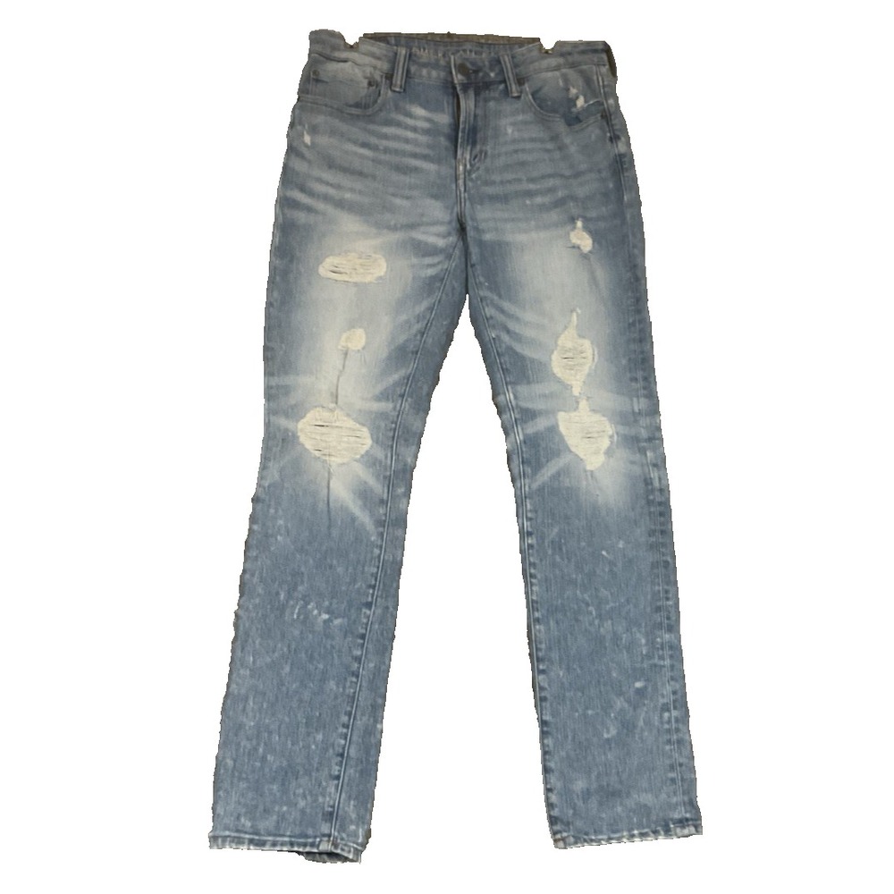 American Eagle Next Level Airflex Men's Distressed Whiskered Jeans 32 x 30 Meas.